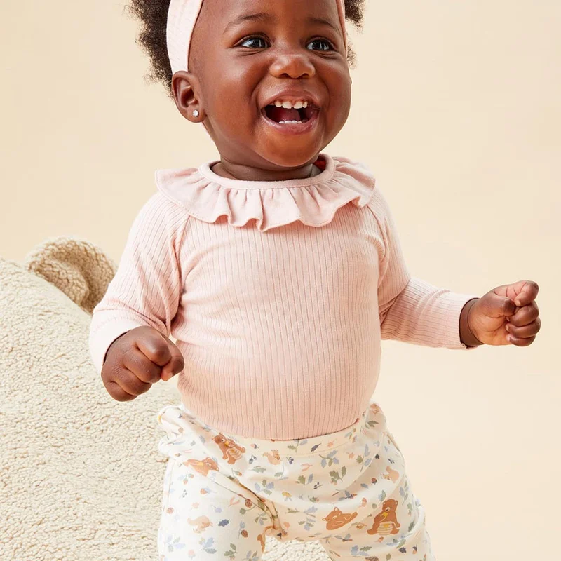 Image of Ribbed Frill Collar Bodysuit