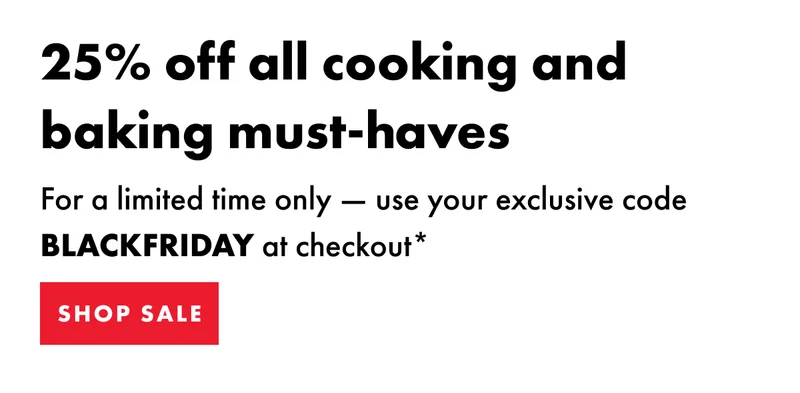 25% off all cooking and baking products