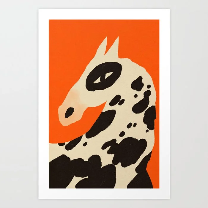 Spotted mustang portrait Art Print Art Print