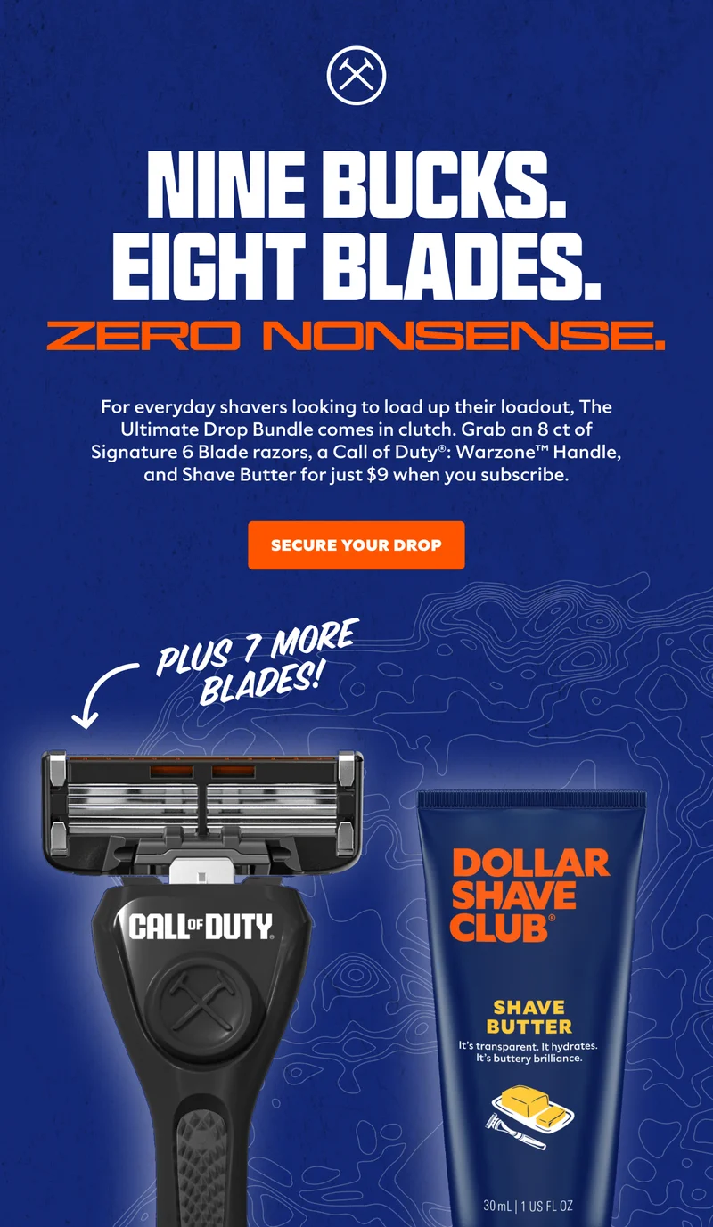 NINE BUCKS. EIGHT BLADES. ZERO NONSENSE. | SECURE YOUR DROP