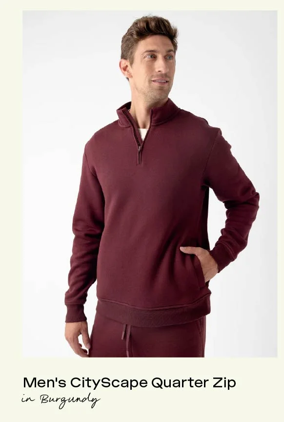 Men's CityScape Quarter Zip in Burgundy