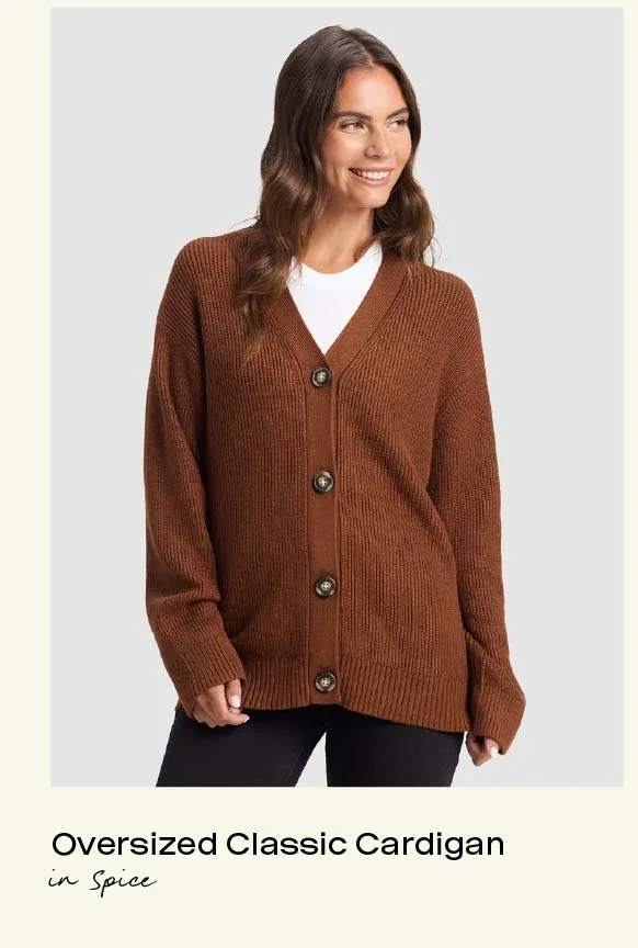 Oversized Classic Cardigan in Spice