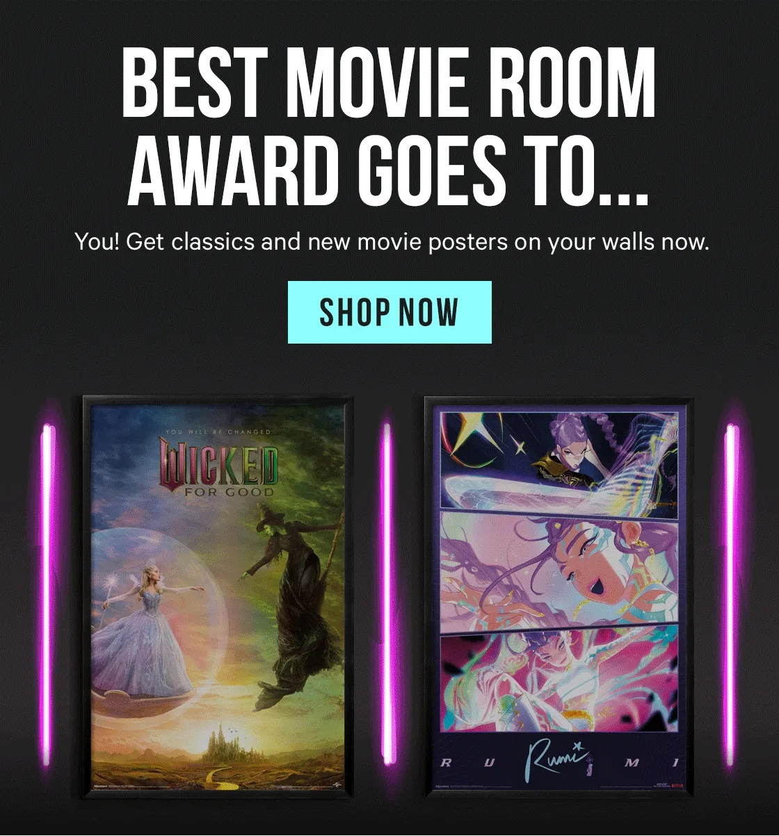 Best Movie Room Award Goes To... You! Get classics and new movie posters on your walls now.