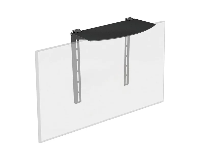 Monoprice TV Mounted Glass Shelf, Allows Above or Below TV Mounting of Blu-Ray Player, Cable Box, Game Console, Streaming Device, Soundbar, or Center Speaker (Max 22 lbs, VESA 400x300) Black