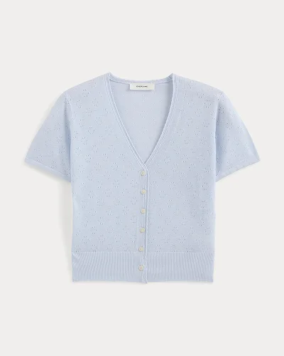 Image | Lace Trim Cardigan in Fine Linen | Skywriting