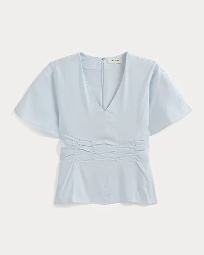 Image | Mini Popover Shirtdress in Linen | Black