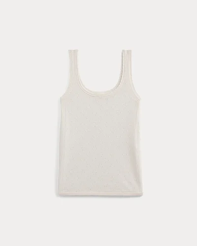 Image | Lace-Trimmed Tank in Fine Linen | Bone
