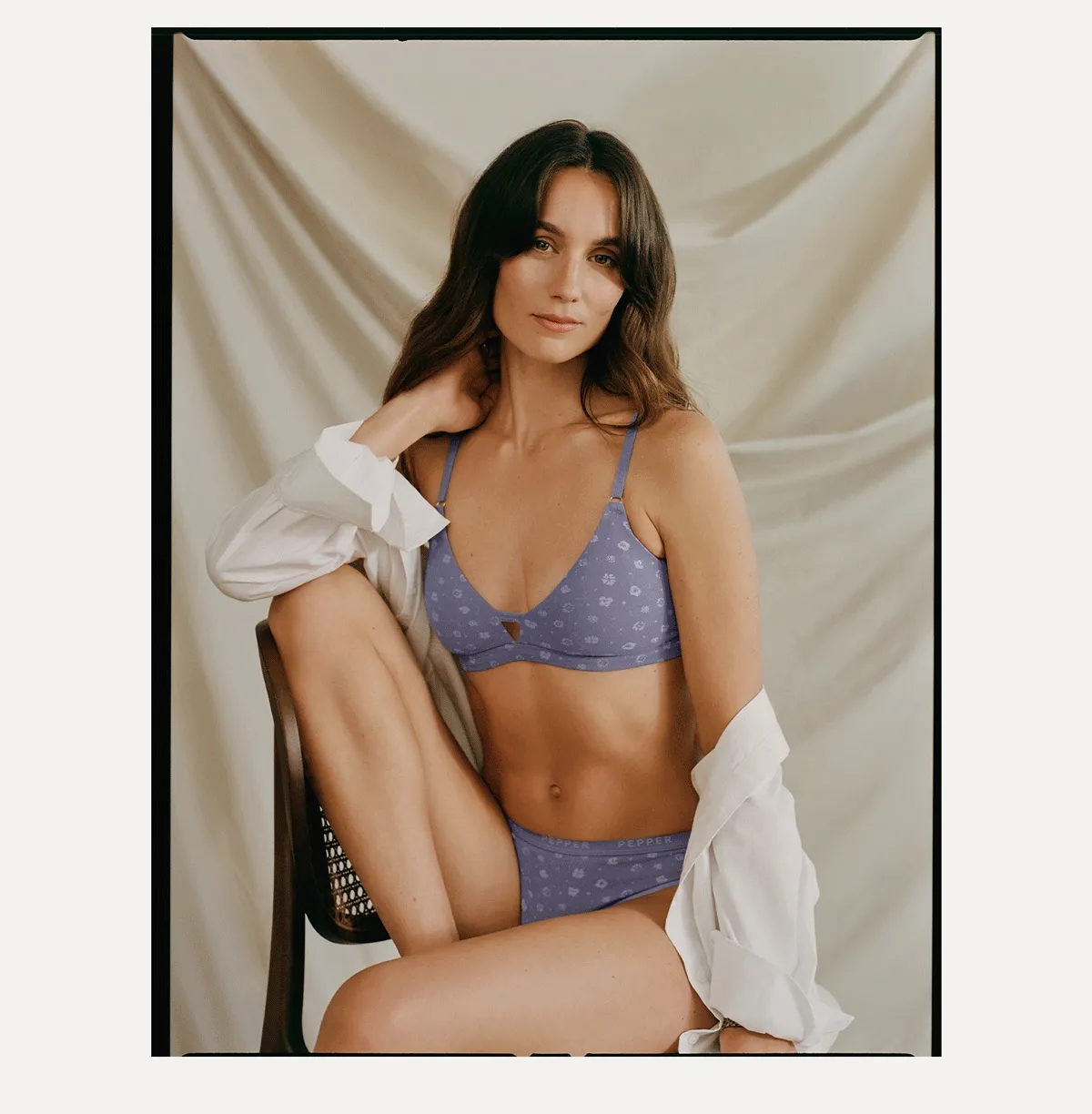 Cotton Lift Up and Wirefree Bras in Flora and Heather Grey