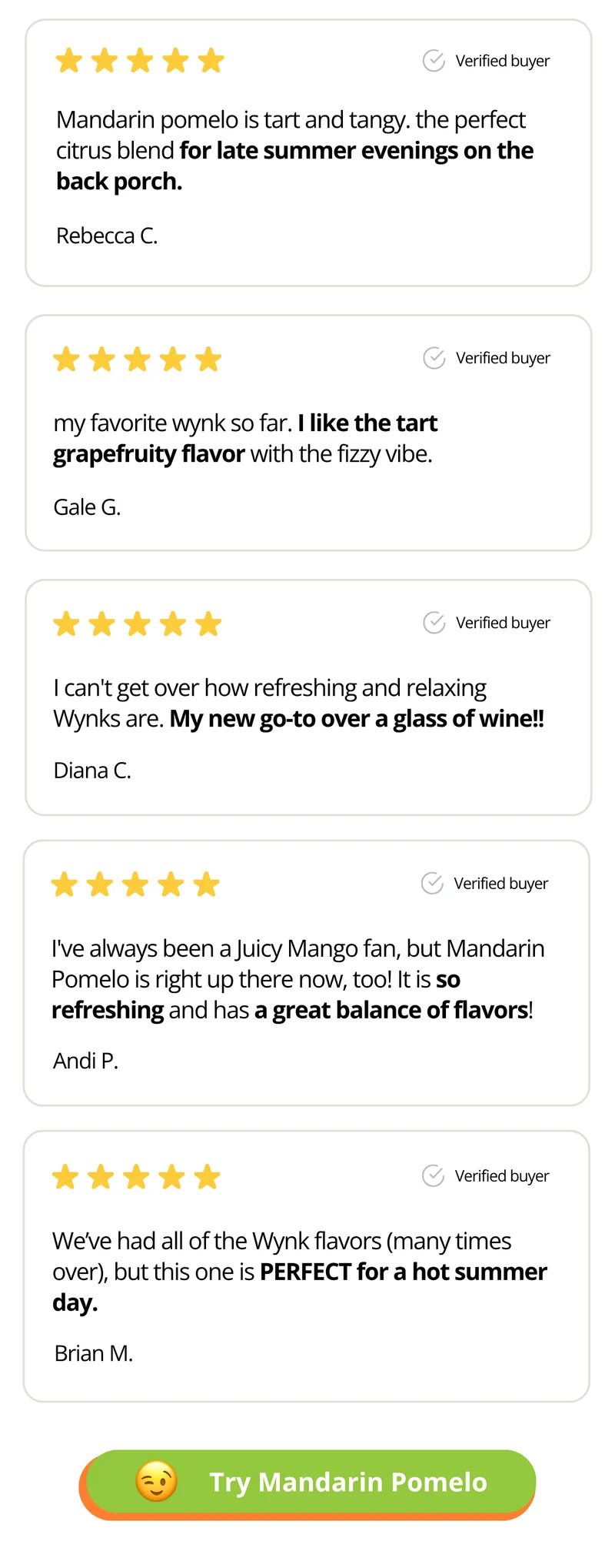 Customers leave 5-star reviews of Mandarin Pomelo
