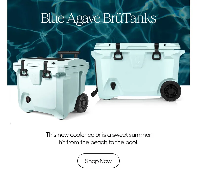 Blue Agave BrüTanks. This new cooler color is a seet summer hit from the beach to the pool. Shop Now