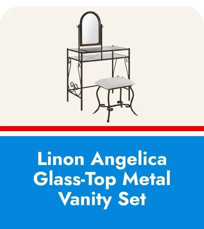 Shop Linon Angelica Glass-top Metal Vanity Set