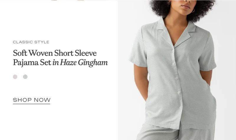 Soft Woven Short Sleeve Pajama Set in Haze Gingham Soft Woven Short Sleeve Pajama Set in Haze Gingham