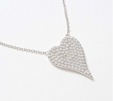 Diamonique x Jennifer Miller Signature Boxed Pave Heart Necklace, Sterl