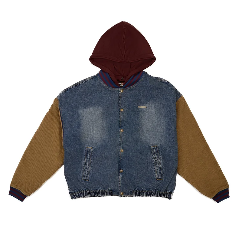 Image of Vintage Mocha Denim Bomber Jacket