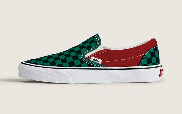 Classic Slip-On Checkerboard Shoe Green/Red