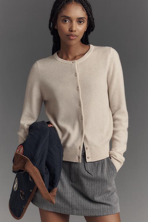 The Juliet Cashmere Crew-Neck Cardigan Sweater