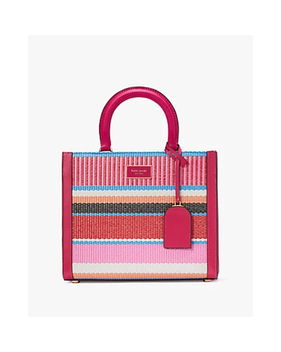 Manhattan Striped Woven Straw Small Tote