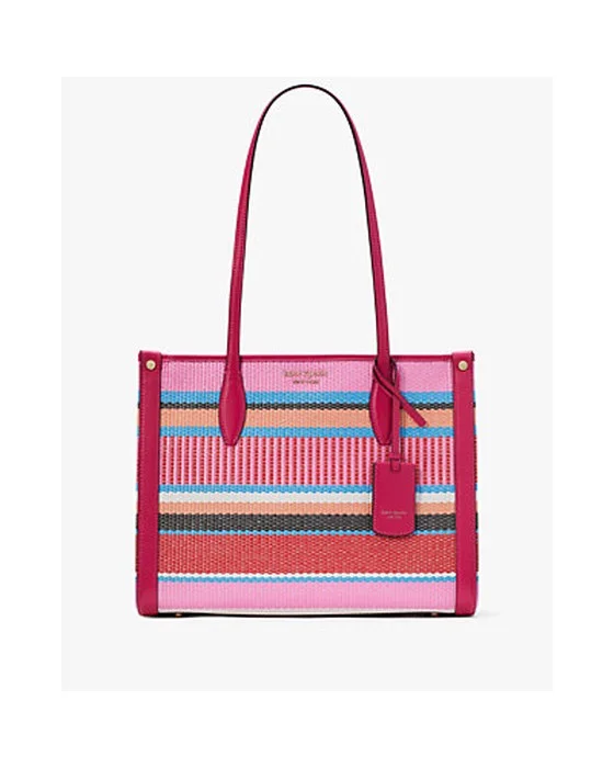 Market Striped Woven Straw Medium Tote