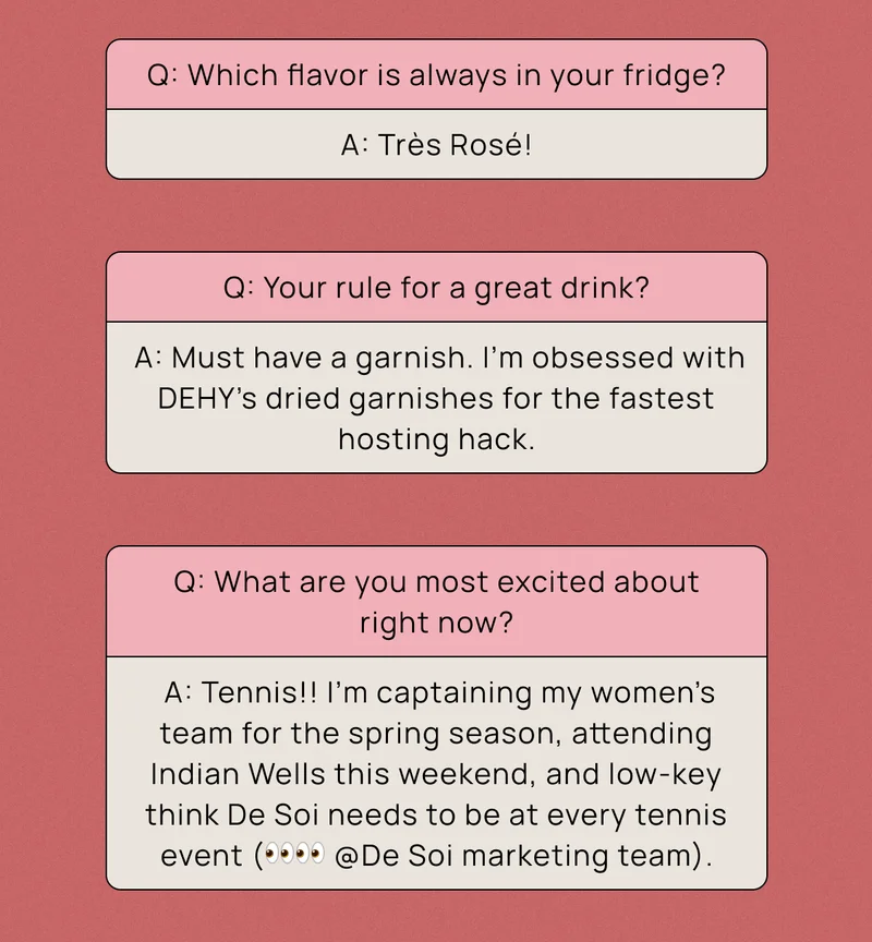 Q: Which flavor is always in your fridge? | A: Spritz Italiano. It’s the easiest yes.
