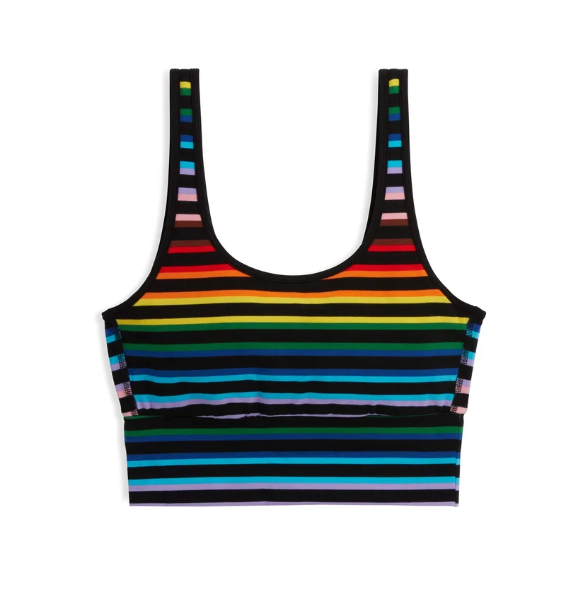 Image of Longline Scoop Bra - Progress Pride Stripes