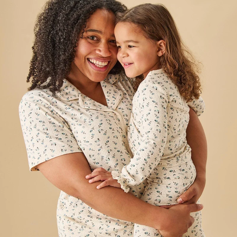 Image of Women's Floral Ribbed Short Pajamas