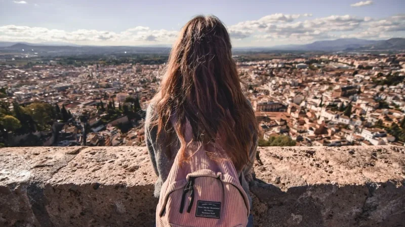 girl looking over view