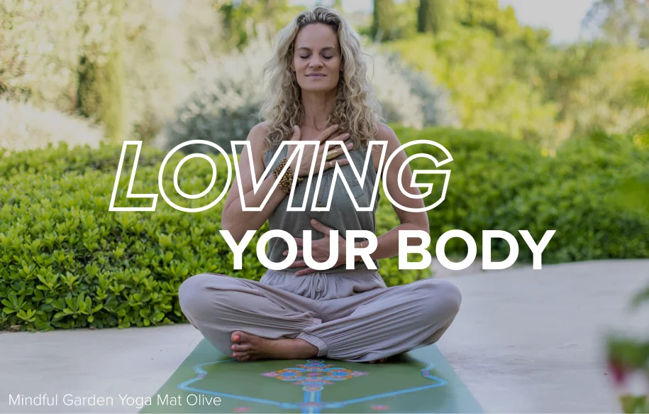 Loving your body - mindful garden yoga mat - olive