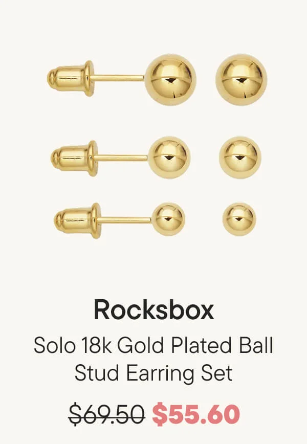 Solo 18k Gold Plated Ball Stud Earring Set