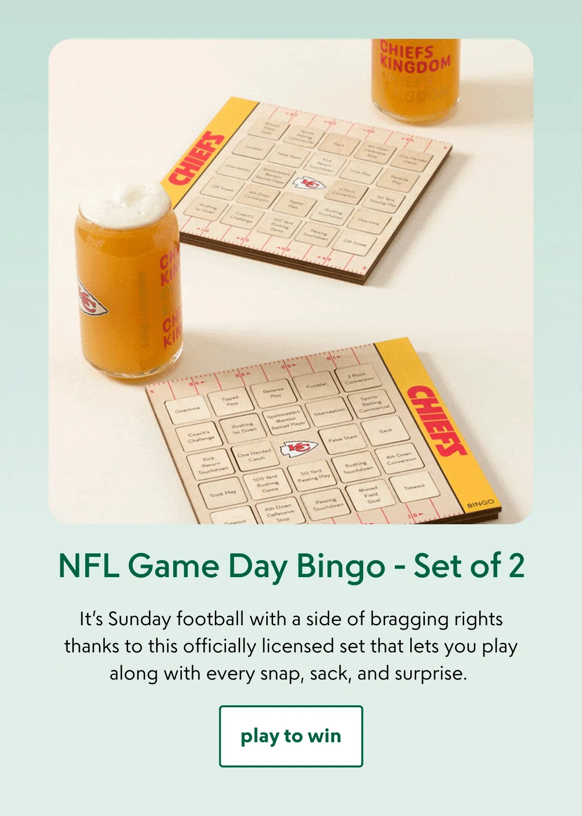 NFL Game Day Bingo - Set of 2