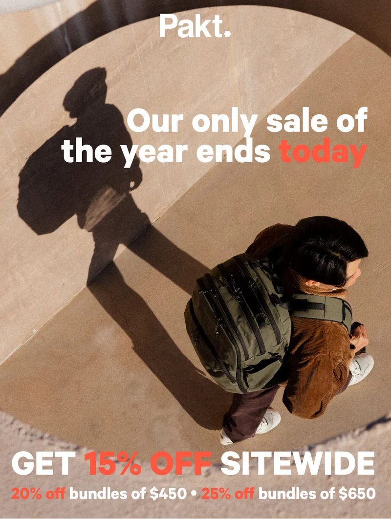 Our only sale of the year ends today. Get 15% off sitewide.