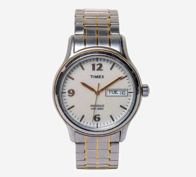 Timex Rewound Indiglo Silver Metal Quartz Analog Watch