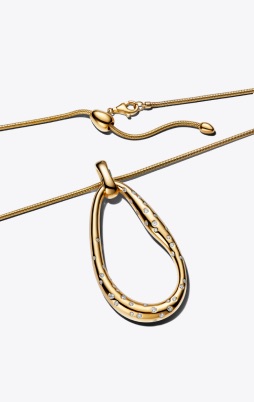 Organically Shaped Stone-Set Pendant Necklace