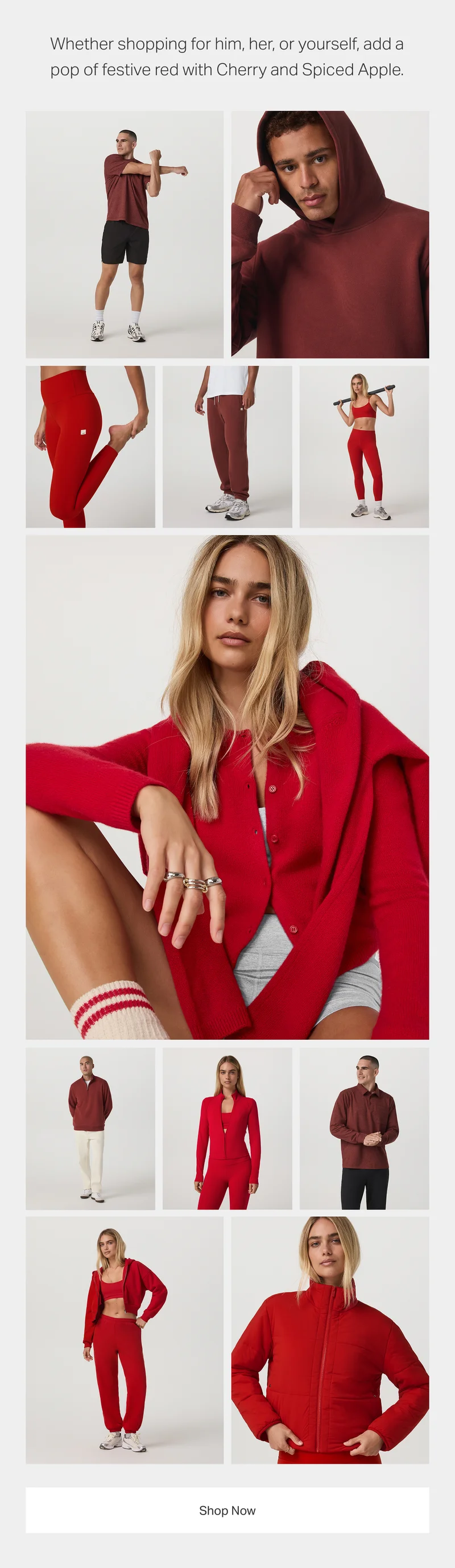 Whether shopping for him, her, or yourself, add a pop of festive red with Cherry and Spiced Apple.