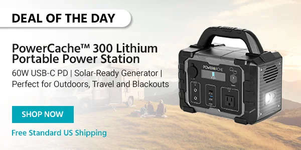 New (tag) PowerCache™ 300 Lithium Portable Power Station 60W USB-C PD | Solar-Ready Generator | Perfect for Outdoors, Travel and Blackouts Free Standard US Shipping Shop Now