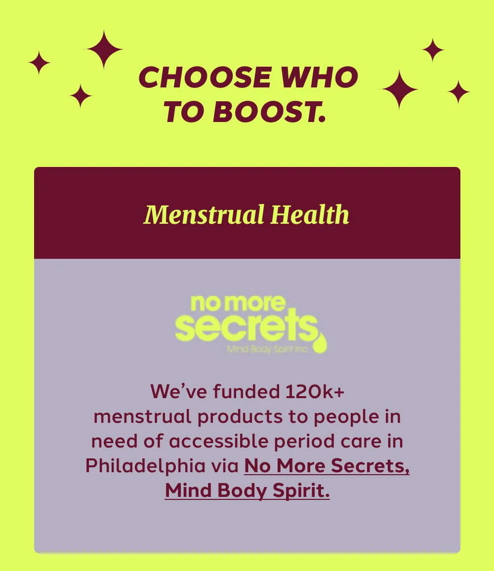 Choose Who to Boost.  Menstrual Health