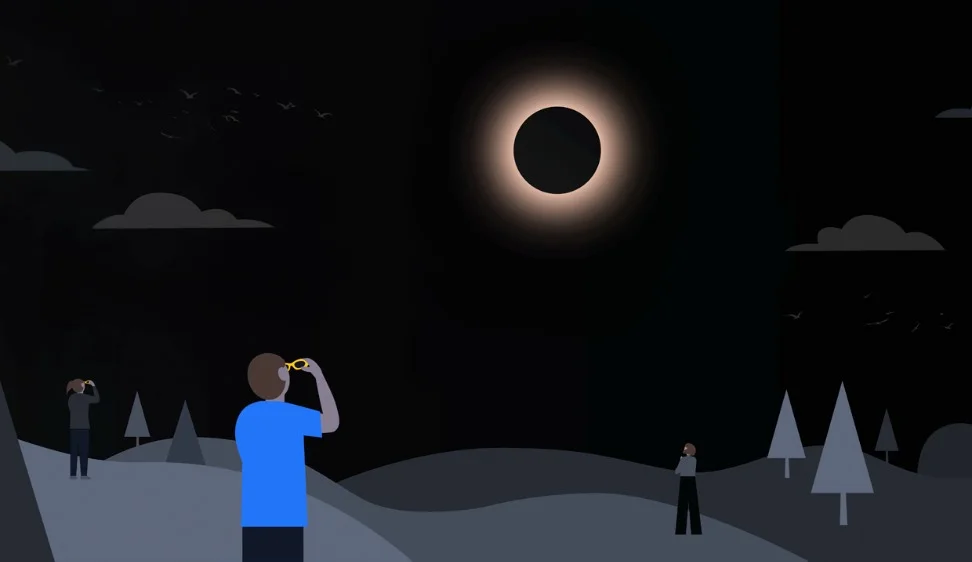 an illustration of a person taking a picture of the eclipse