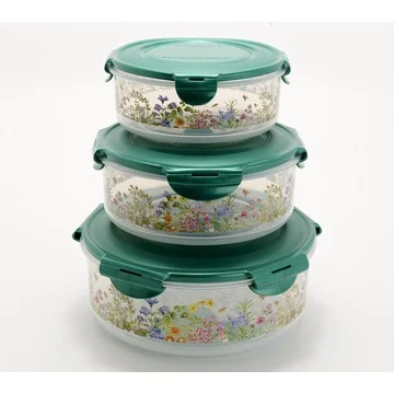 LocknLock 3-Piece Nestable Floral Printed Canisters