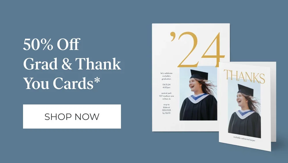 Free Shipping (No Min) + Up to 50% Off So Many Items, 50% Off Grad & Thank You Cards, Unlimited $1 Magnets