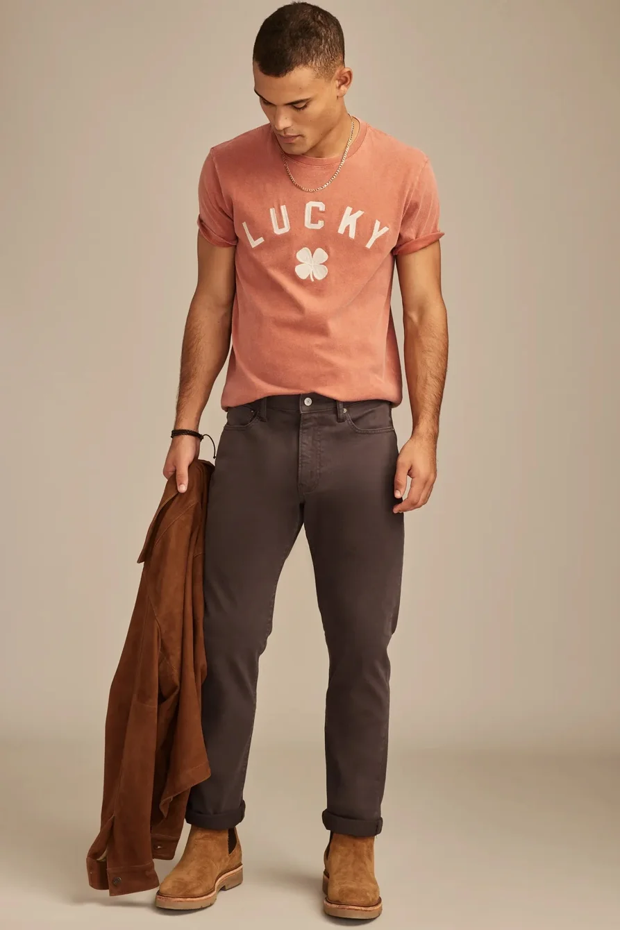 Image of Lucky Brand 410 Athletic Straight - Men's Pants Denim Straight Leg Jeans in Fawn