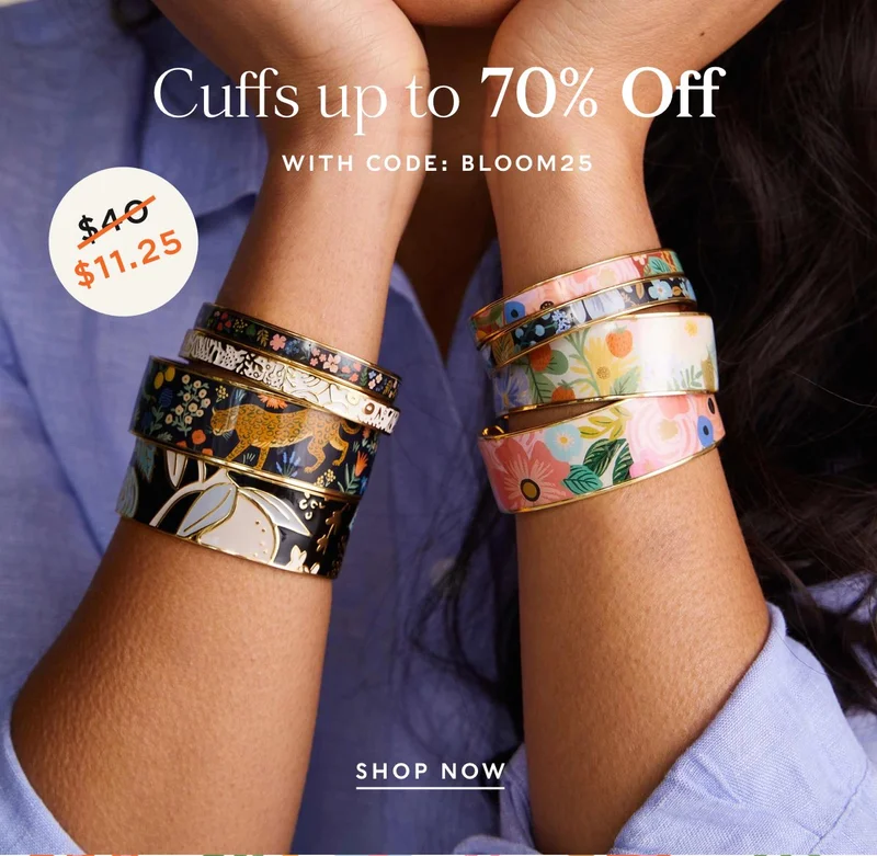 Cuffs up to 70% Off with code discount code