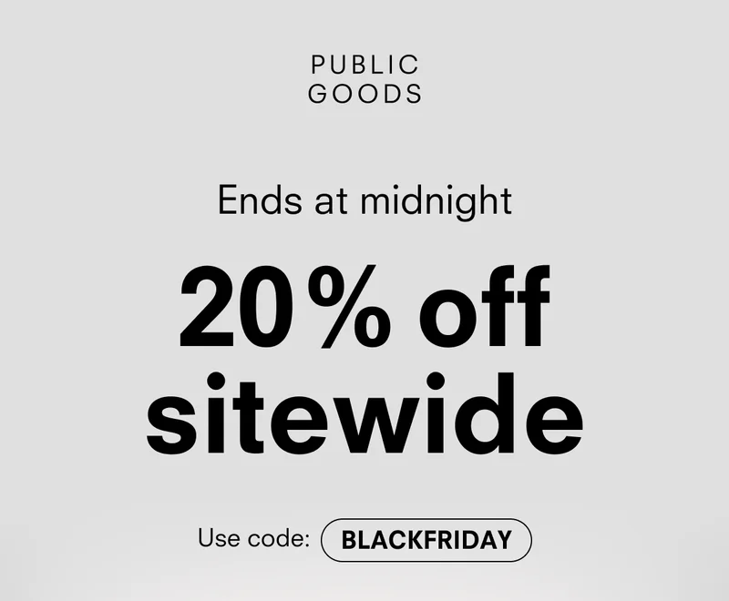 Ends at midnight. 20% off sitewide.