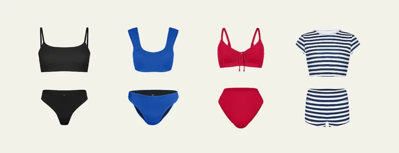 Image: Matching set with 4 different swim bottoms.