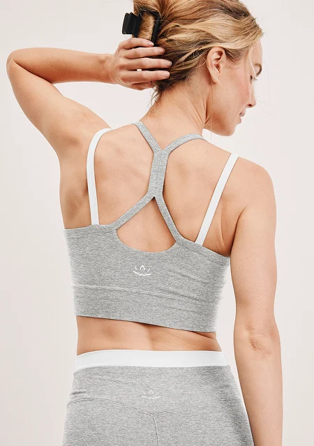 Spacedye Layered Long Line Bra in Silver Mist