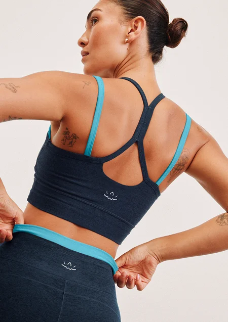 Spacedye Layered Long Line Bra in Nocturnal Navy