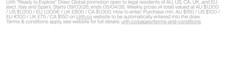 Promotion runs from 9 March to 5 April. Winners will be contacted via&nbsp; email and announced on Urth’s Instagram Stories. See full terms and conditions.