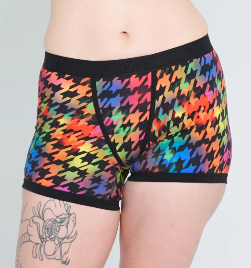Image of 4.5" Trunks - Rainbow Houndstooth