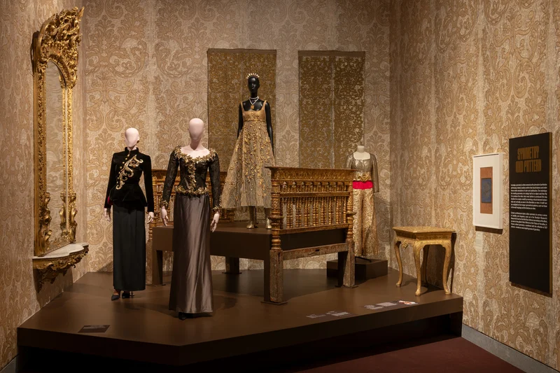 Museum gallery featuring artworks of various mediums