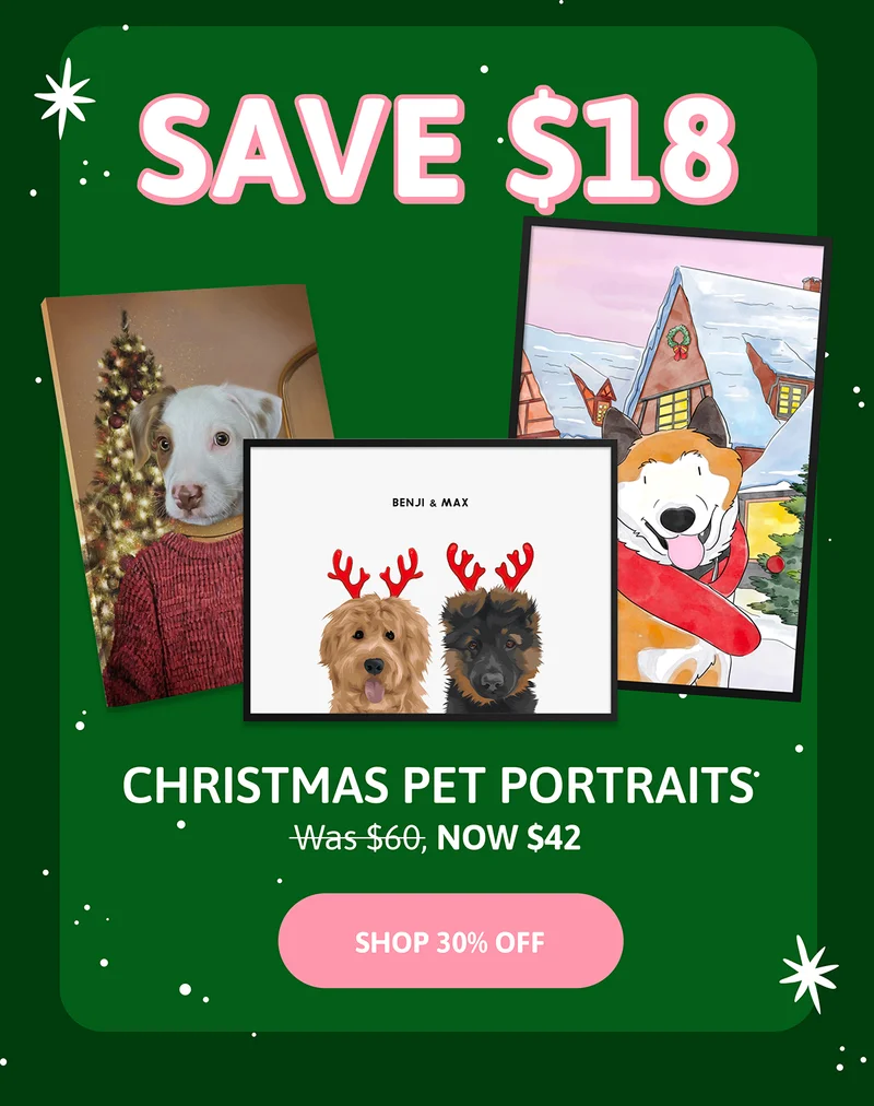 SAVE $18 Christmas Pet Portraits. was $60, NOW $42
