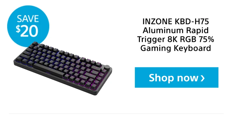 INZONE KBD-H75 Aluminum Rapid Trigger 8K RGB 75% Gaming Keyboard | Save $20 | Shop now