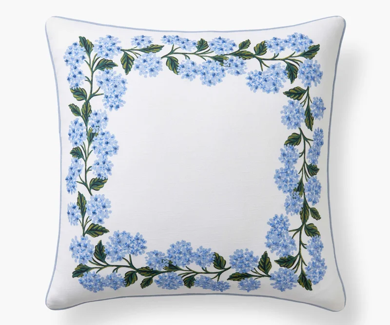 Image of Embroidered Pillow Cover - Hydrangea